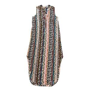 Marie Oliver Sleeveless Split Collar Dress Size XS 100% Silk High Low Maxi Boho